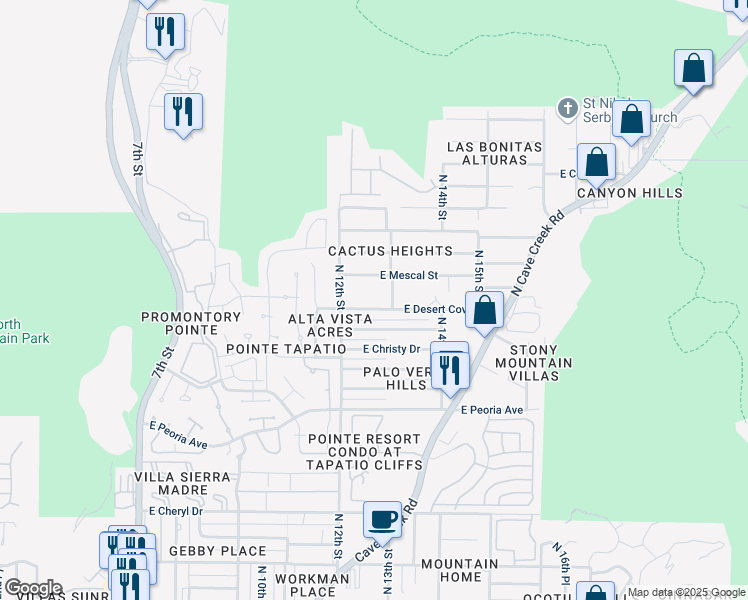 map of restaurants, bars, coffee shops, grocery stores, and more near 11026 North 13th Street in Phoenix