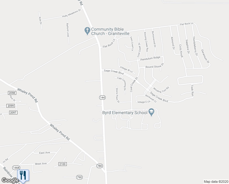 map of restaurants, bars, coffee shops, grocery stores, and more near 4108 Stone Pass Drive in Graniteville