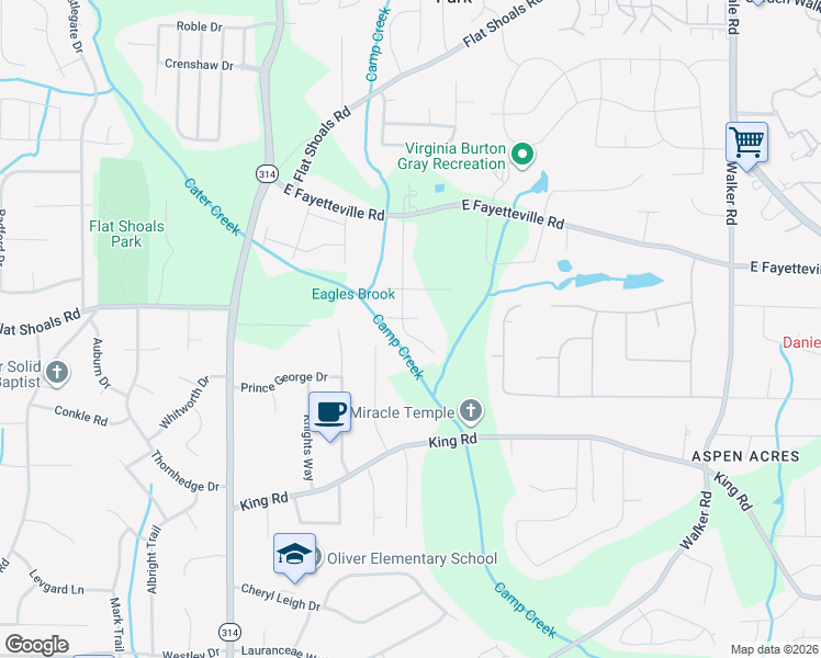map of restaurants, bars, coffee shops, grocery stores, and more near 1419 Cater Court in Riverdale