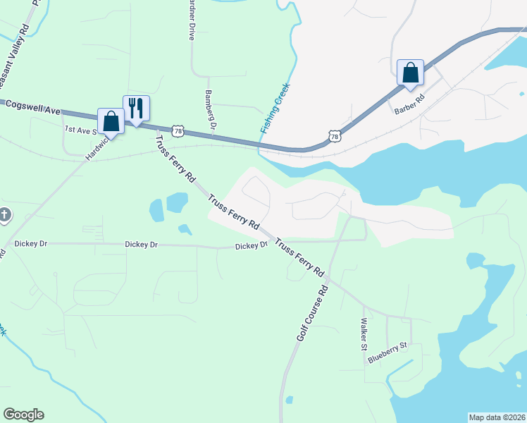 map of restaurants, bars, coffee shops, grocery stores, and more near 105 Ilamo Circle in Pell City