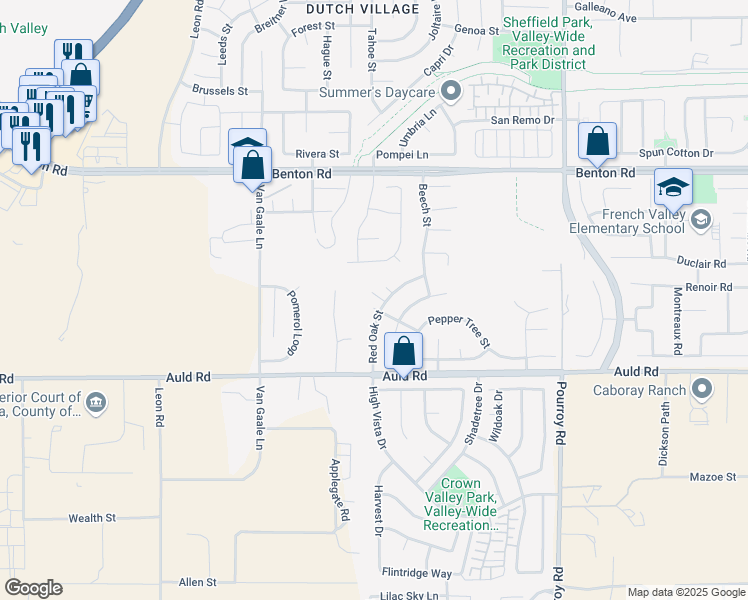 map of restaurants, bars, coffee shops, grocery stores, and more near 31554 Willow Circle in Winchester