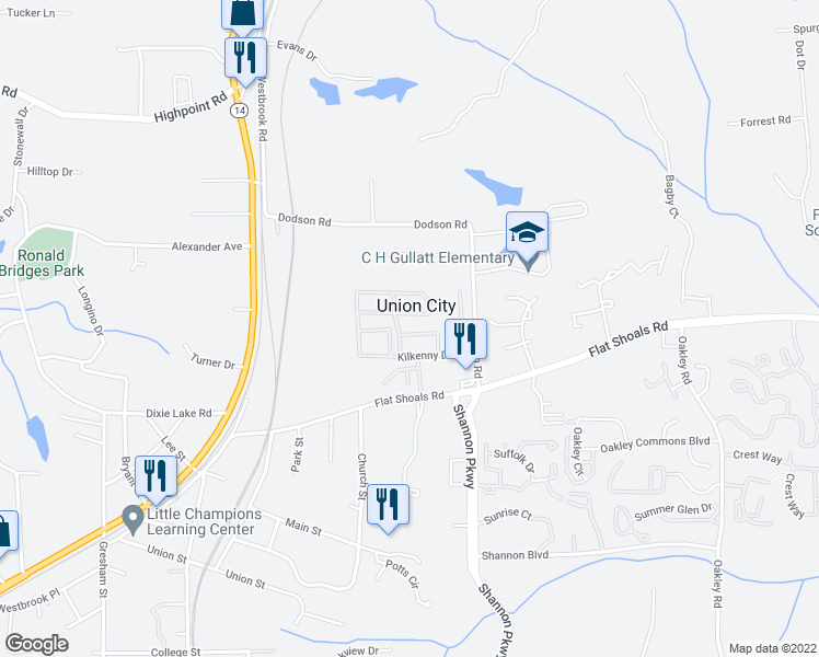 map of restaurants, bars, coffee shops, grocery stores, and more near in Union City