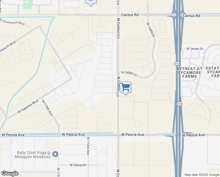 map of restaurants, bars, coffee shops, grocery stores, and more near 17153 West Edinburg Street in Surprise