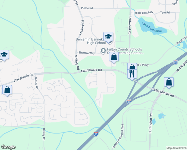 map of restaurants, bars, coffee shops, grocery stores, and more near 4130 Shoals Point in Union City