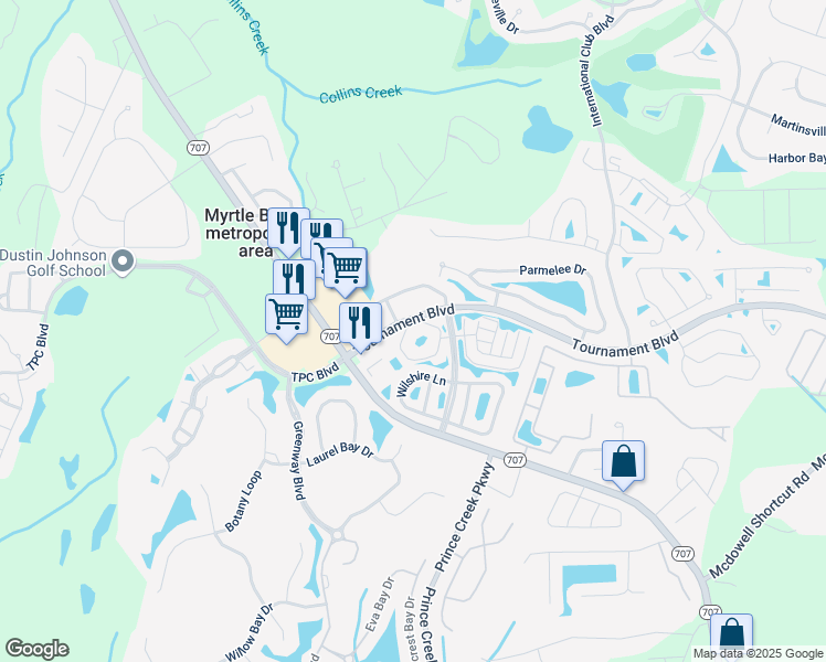 map of restaurants, bars, coffee shops, grocery stores, and more near 1022 Williston Loop in Murrells Inlet
