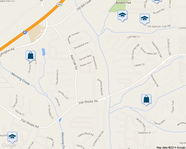 map of restaurants, bars, coffee shops, grocery stores, and more near 3068 Elmwood Court in College Park