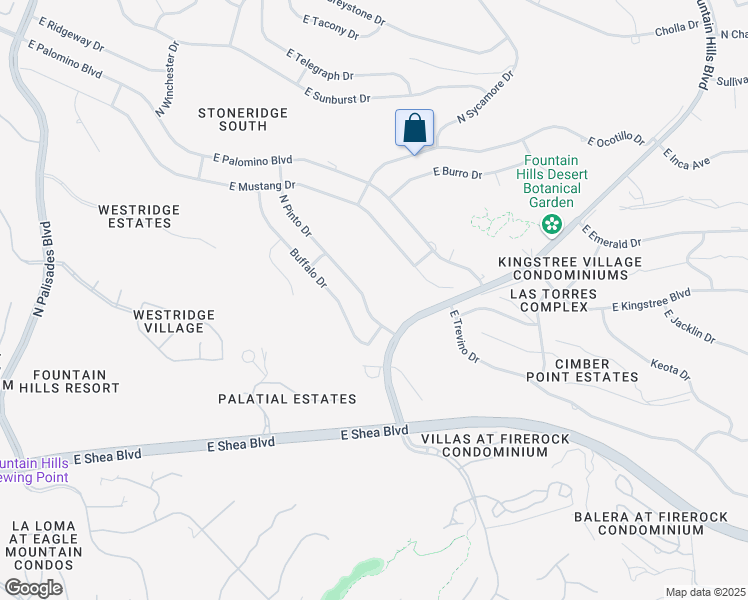 map of restaurants, bars, coffee shops, grocery stores, and more near 10005 North Pinto Drive in Fountain Hills
