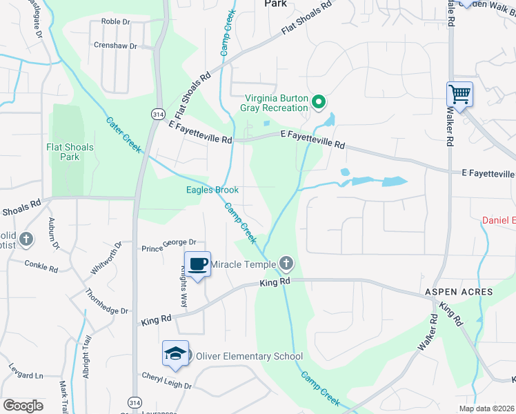 map of restaurants, bars, coffee shops, grocery stores, and more near 1419 Cater Court in Riverdale