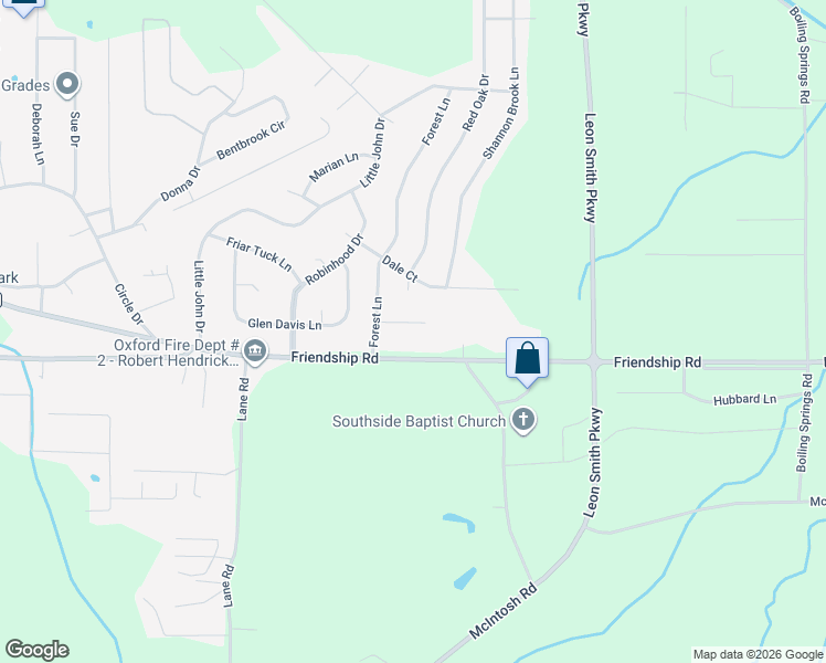 map of restaurants, bars, coffee shops, grocery stores, and more near 3018 Hollon Court in Oxford