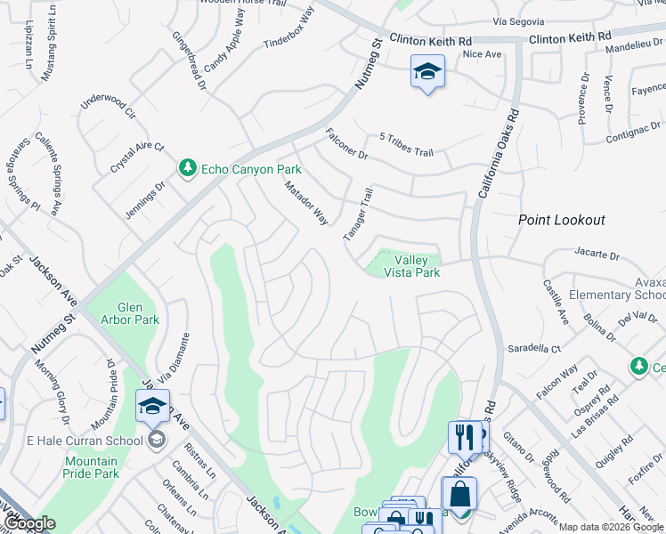 map of restaurants, bars, coffee shops, grocery stores, and more near 23905 Vía Astuto in Murrieta