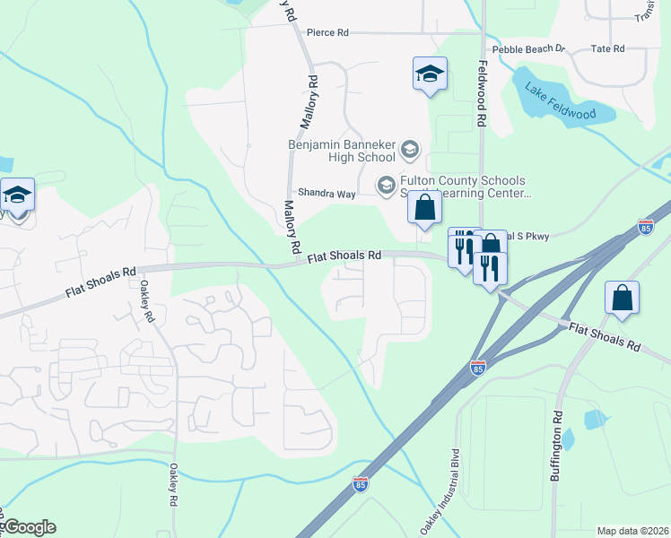 map of restaurants, bars, coffee shops, grocery stores, and more near 6210 Flat Trce in Union City