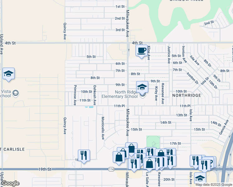 map of restaurants, bars, coffee shops, grocery stores, and more near 902 Milwaukee Avenue in Lubbock