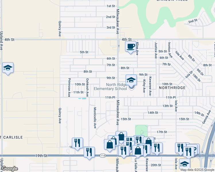 map of restaurants, bars, coffee shops, grocery stores, and more near 902 Milwaukee Avenue in Lubbock