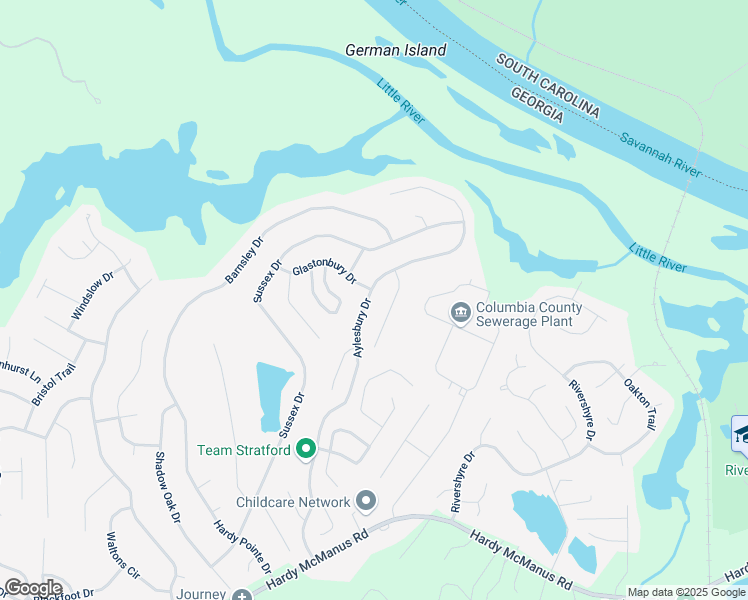 map of restaurants, bars, coffee shops, grocery stores, and more near 1390 Aylesbury Drive in Evans