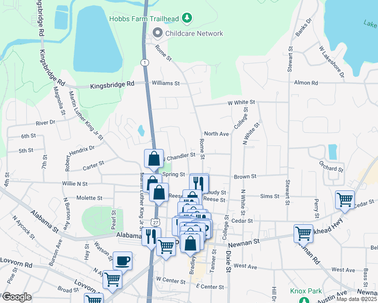 map of restaurants, bars, coffee shops, grocery stores, and more near 103 Wrenwood Lane in Carrollton