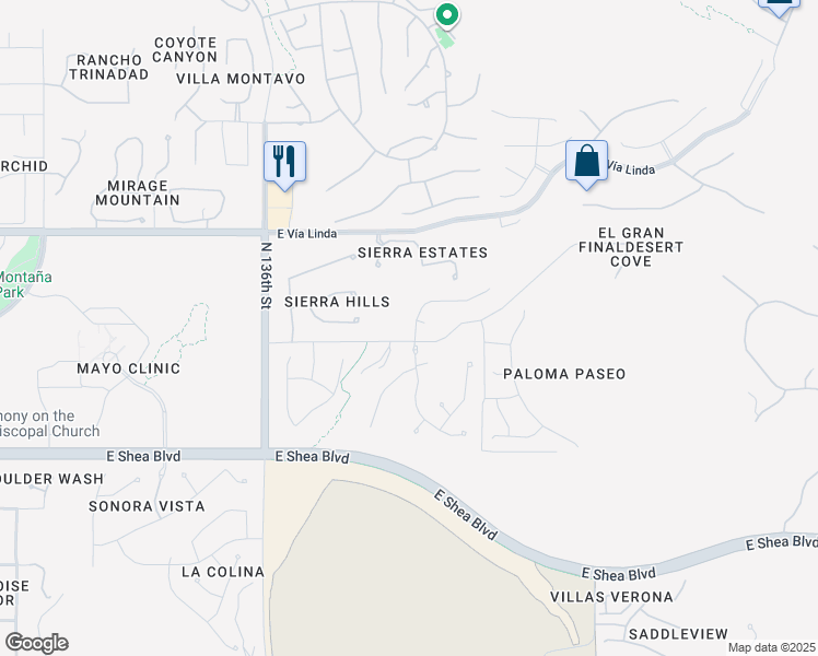 map of restaurants, bars, coffee shops, grocery stores, and more near 11028 North 138th Way in Scottsdale