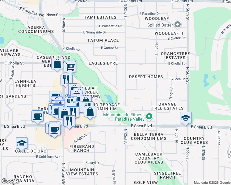 map of restaurants, bars, coffee shops, grocery stores, and more near 11008 North 50th Street in Scottsdale