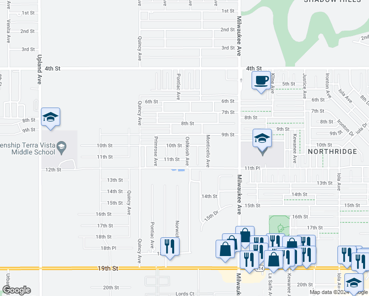 map of restaurants, bars, coffee shops, grocery stores, and more near 1002 Oshkosh Avenue in Lubbock