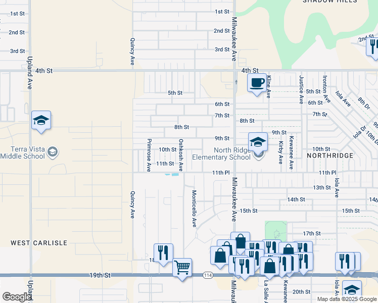 map of restaurants, bars, coffee shops, grocery stores, and more near 1002 Oakridge Avenue in Lubbock