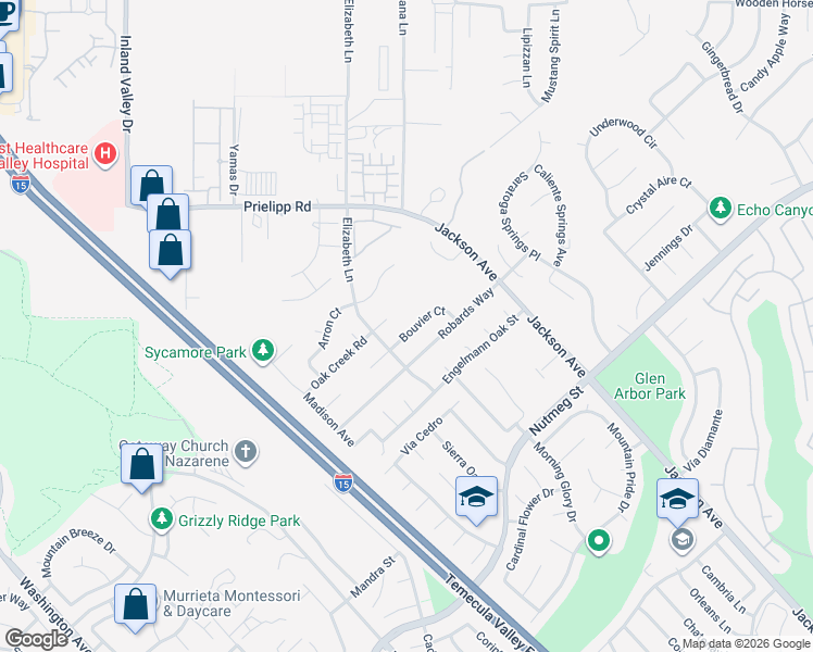 map of restaurants, bars, coffee shops, grocery stores, and more near 40931 Bouvier Court in Murrieta