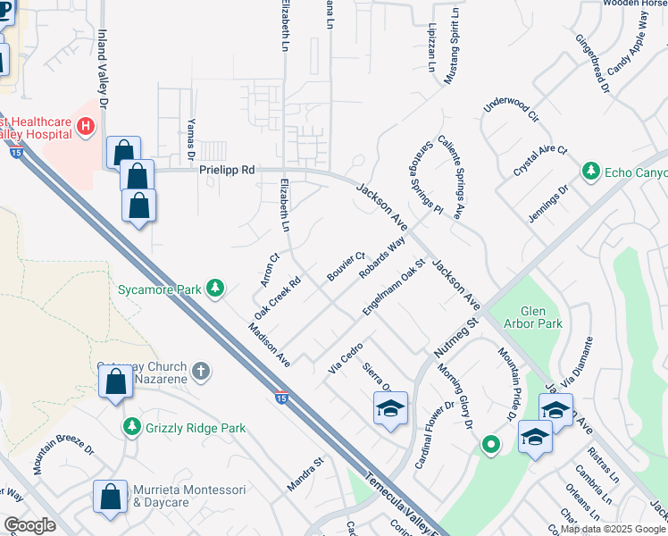 map of restaurants, bars, coffee shops, grocery stores, and more near 40931 Bouvier Court in Murrieta