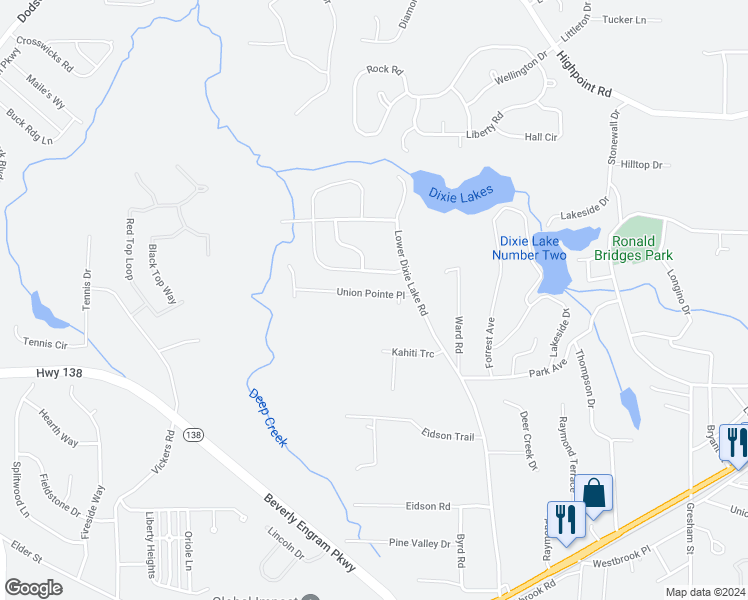 map of restaurants, bars, coffee shops, grocery stores, and more near 5515 Union Pointe Place in Union City