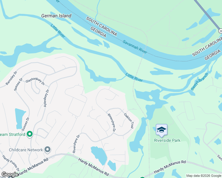 map of restaurants, bars, coffee shops, grocery stores, and more near 2008 Rivershyre Drive in Evans