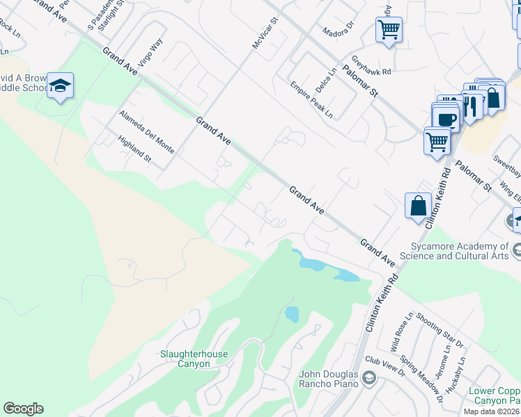 map of restaurants, bars, coffee shops, grocery stores, and more near 22430 Alameda Del Monte in Wildomar