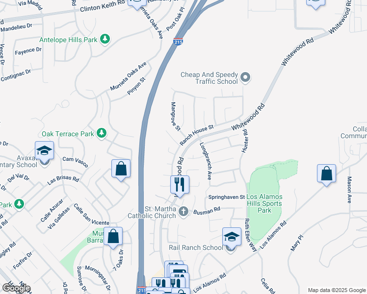 map of restaurants, bars, coffee shops, grocery stores, and more near 36816 Ranch House Street in Murrieta
