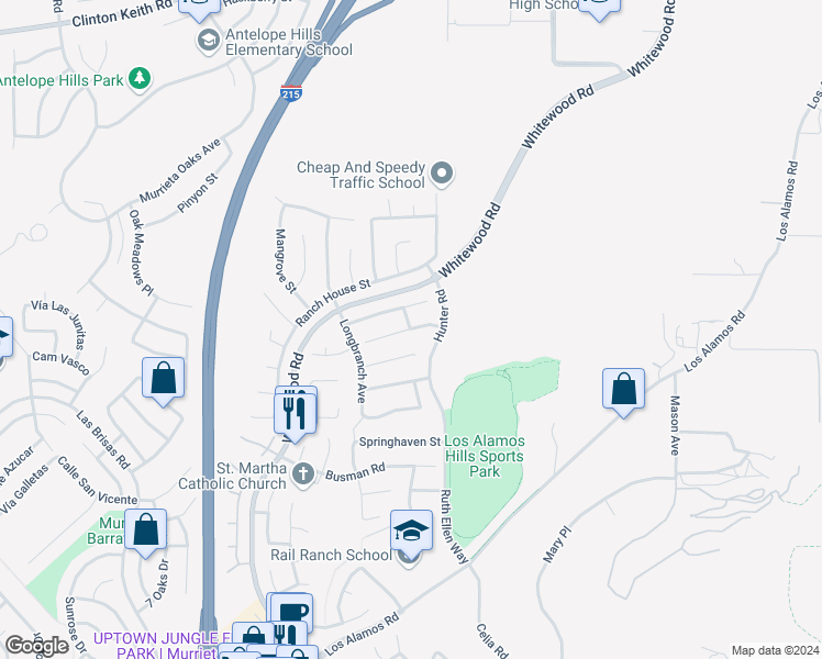map of restaurants, bars, coffee shops, grocery stores, and more near 27909 Canyon Hills Way in Murrieta