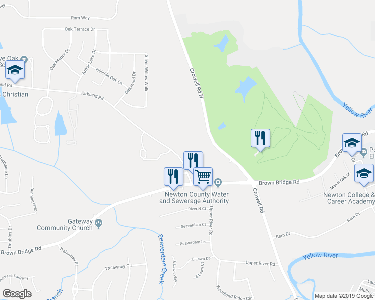 map of restaurants, bars, coffee shops, grocery stores, and more near 86 Kirkland Road in Covington