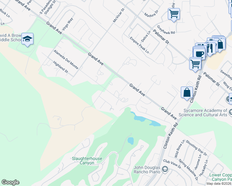 map of restaurants, bars, coffee shops, grocery stores, and more near 22430 Alameda Del Monte in Wildomar