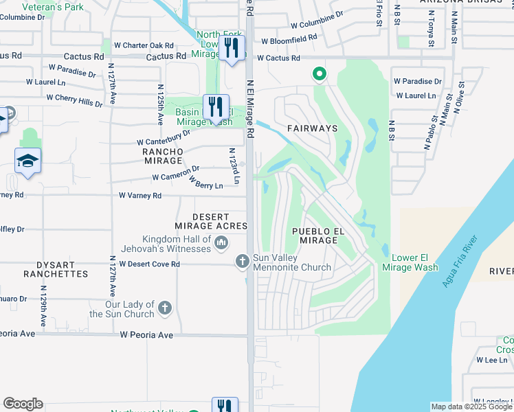 map of restaurants, bars, coffee shops, grocery stores, and more near 82 South 1st Street in El Mirage