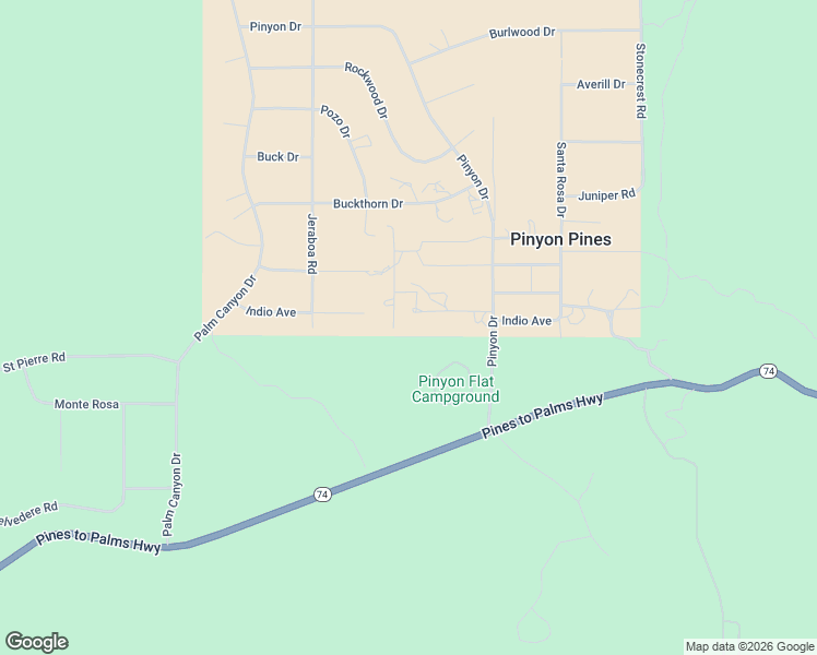 map of restaurants, bars, coffee shops, grocery stores, and more near 63980 Vallecito Lane in Mountain Center