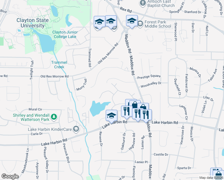 map of restaurants, bars, coffee shops, grocery stores, and more near 2244 Kingswood Drive in Morrow