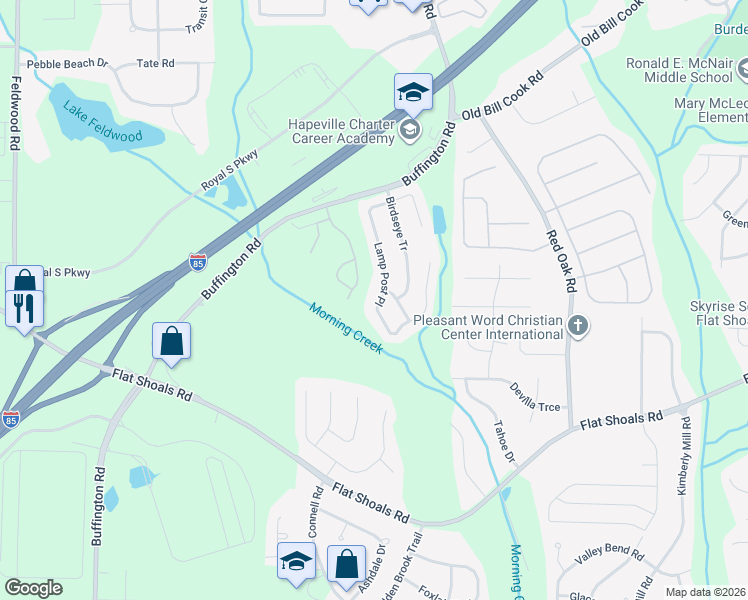 map of restaurants, bars, coffee shops, grocery stores, and more near 6199 Lamp Post Place in College Park