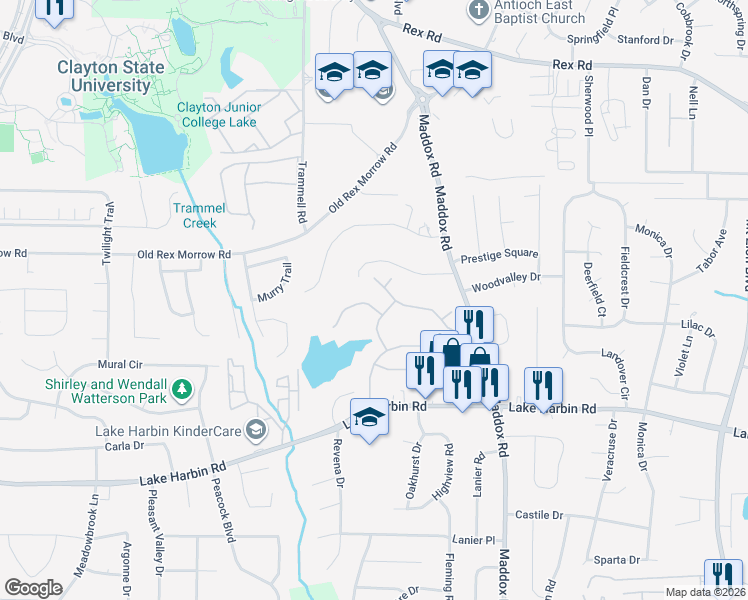 map of restaurants, bars, coffee shops, grocery stores, and more near 2244 Kingswood Drive in Morrow
