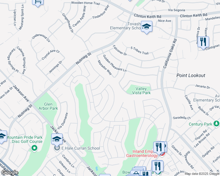 map of restaurants, bars, coffee shops, grocery stores, and more near 23870 Vía Astuto in Murrieta