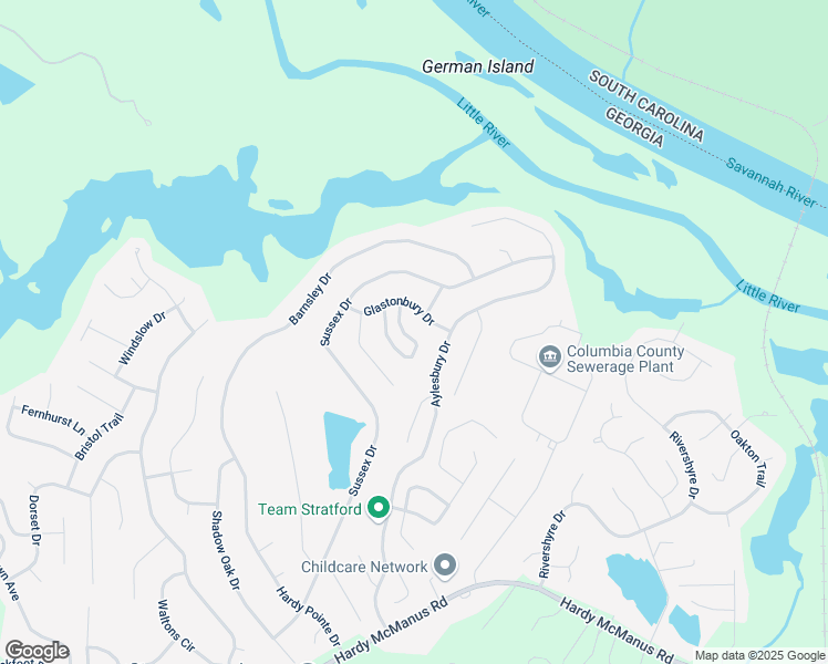 map of restaurants, bars, coffee shops, grocery stores, and more near 446 Keeling Lane in Evans
