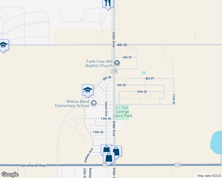 map of restaurants, bars, coffee shops, grocery stores, and more near 8701 10th Street in Lubbock