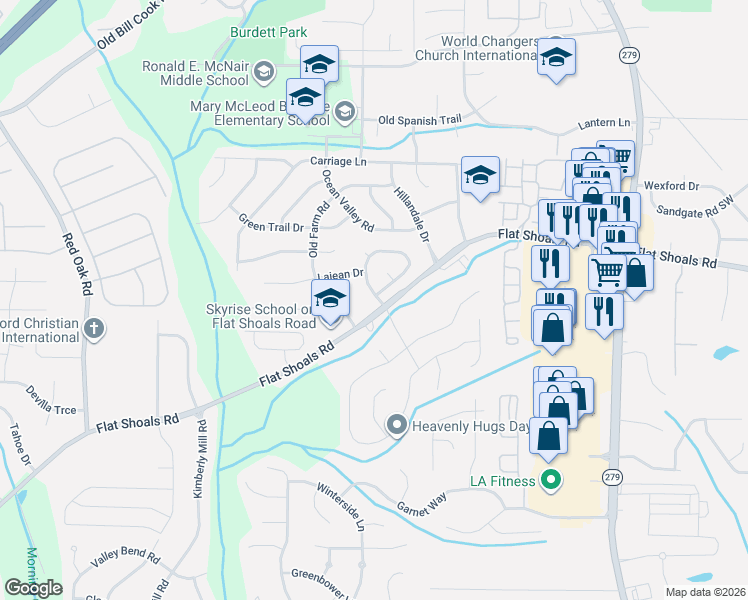 map of restaurants, bars, coffee shops, grocery stores, and more near in South Fulton