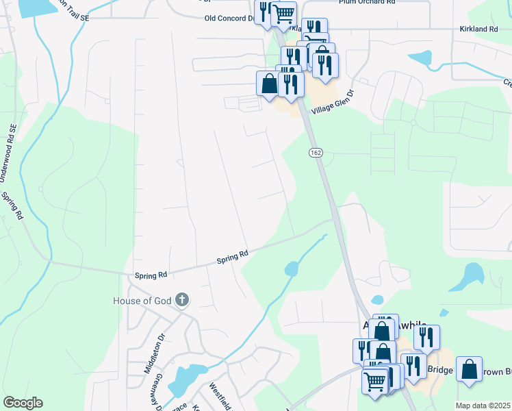 map of restaurants, bars, coffee shops, grocery stores, and more near 45 Somerset Court in Covington