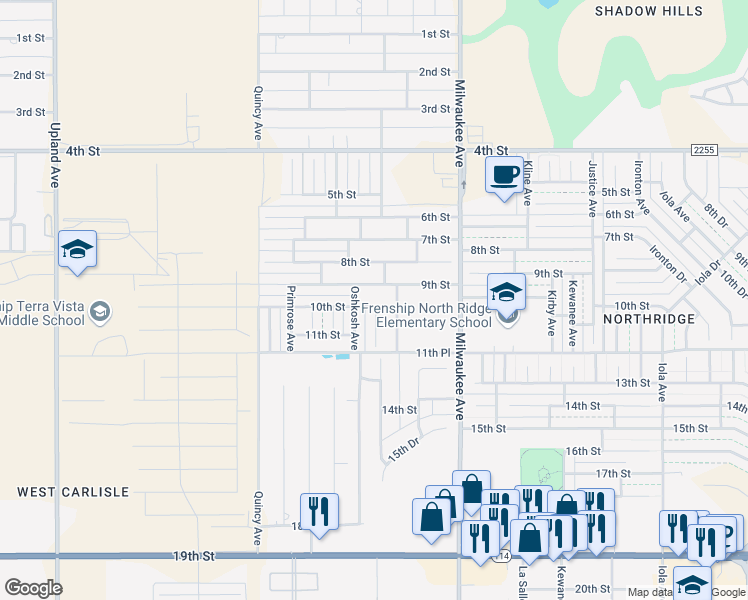 map of restaurants, bars, coffee shops, grocery stores, and more near 6706 10th Street in Lubbock