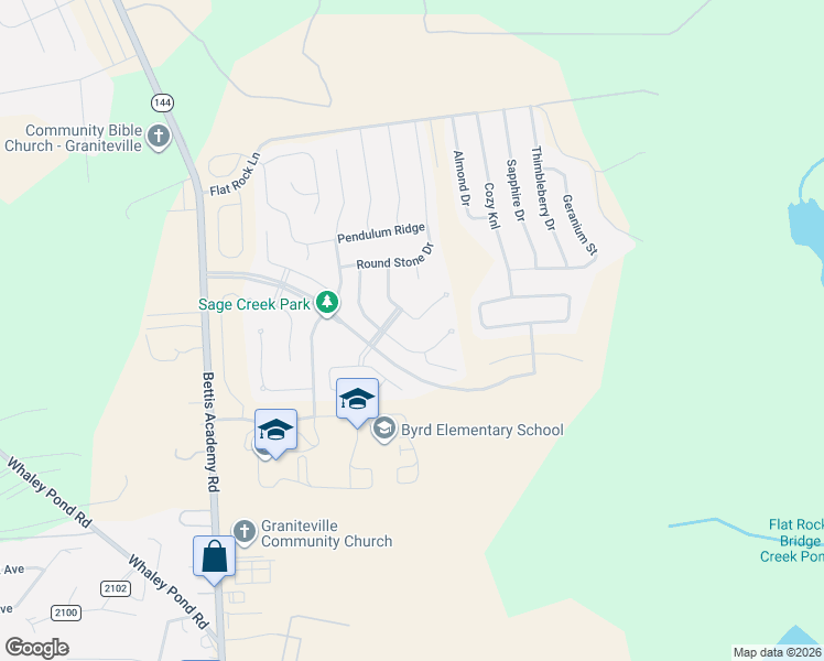 map of restaurants, bars, coffee shops, grocery stores, and more near 2048 Winding Trail Road in Graniteville