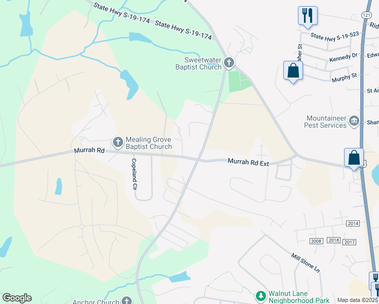 map of restaurants, bars, coffee shops, grocery stores, and more near 110 Murrah Road in North Augusta