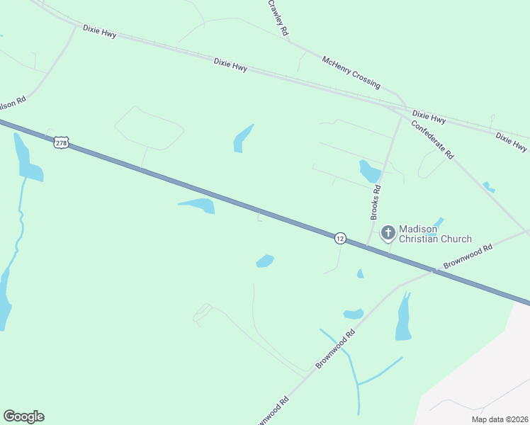 map of restaurants, bars, coffee shops, grocery stores, and more near 2105 Atlanta Highway in Madison