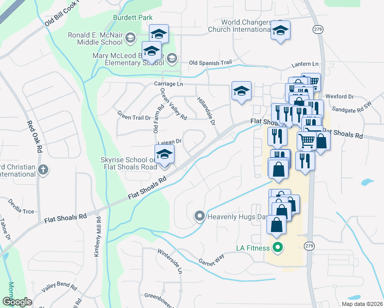 map of restaurants, bars, coffee shops, grocery stores, and more near in South Fulton