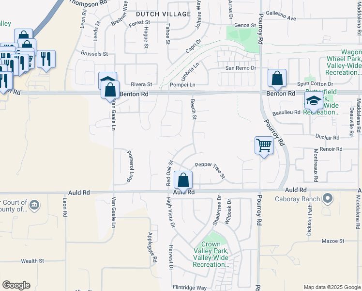 map of restaurants, bars, coffee shops, grocery stores, and more near 36759 Red Oak Street in Winchester