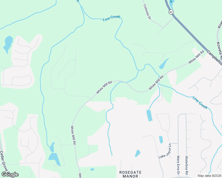 map of restaurants, bars, coffee shops, grocery stores, and more near 6280 White Mill Road in Fairburn