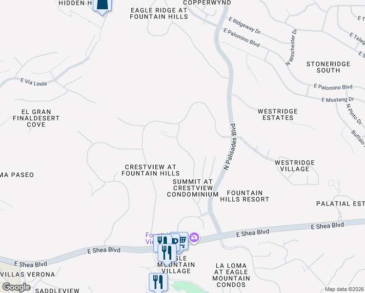 map of restaurants, bars, coffee shops, grocery stores, and more near 11122 North Viento Court in Fountain Hills